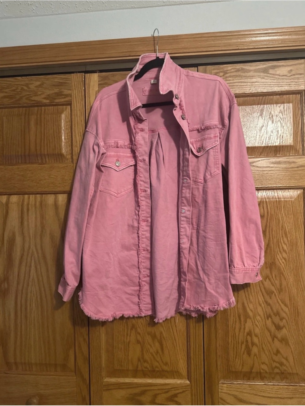 Pink Womens Denim Jacket - Lightweight Overshirt